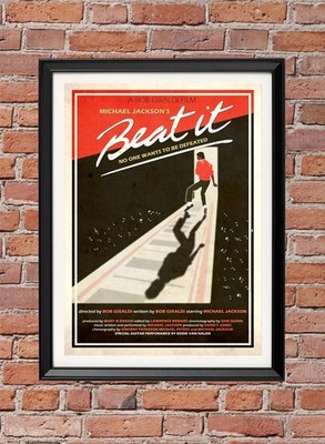 MICHAEL JACKSON BEAT IT  illustrated retro style poster A1 A2 A3 A4