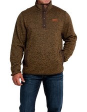 Cinch Western Sweatshirt Mens Polyester Solid Khaki MWK1534010