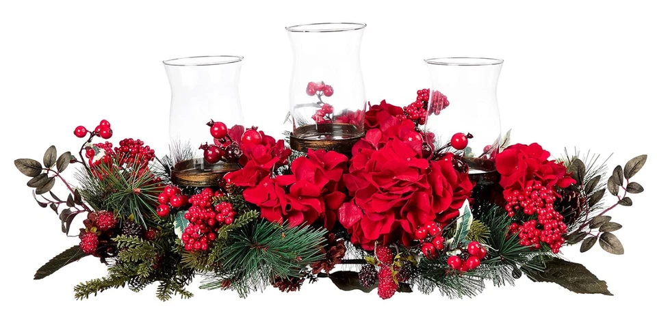 Nearly Natural 4659 Hydrangea Holiday Candelabrum Centerpiece - Image 3 of 4