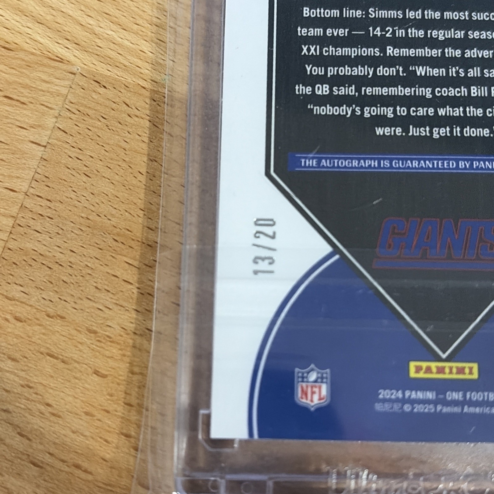 2024 Panini One - Phil Simms - Once In A Franchise - Orange - 13/20 view 3
