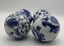 Set of 4 Blue & White Floral Ceramic Decorati...