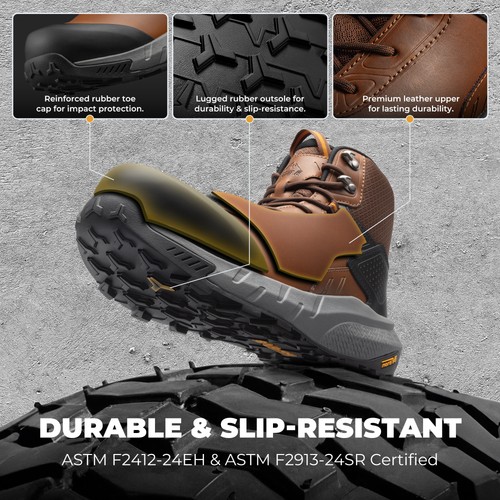 Men Waterproof Composite Toe Work Boots Lightweight Comfortable Safety Boots
