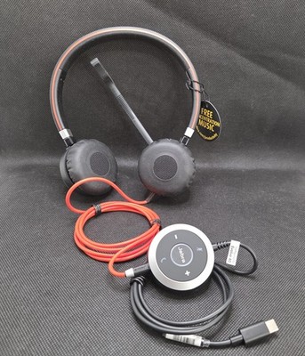 Jabra Evolve 40 Stereo Headset Black ENC010 USB 3.5mm Skype PC Mac Boom Mic 