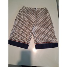 GUCCI Geometric G Print Cotton Muslin Shorts Cream Navy Red Mens IT 44 XS S