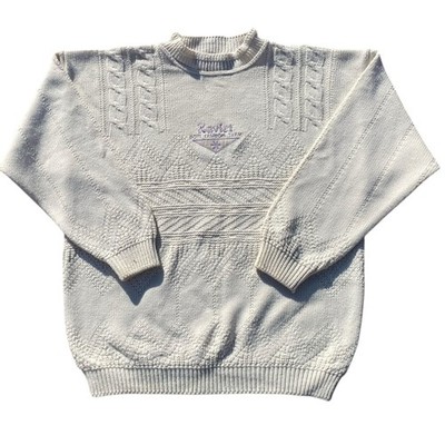 Xavier Herren Pullover Weiß Wolle Acryl Vintage 80S Gr. L