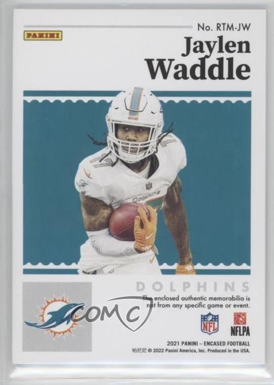 2021 Panini Encased Rookie Triple Memorabilia /75 Jaylen Waddle #RTM-JW RC - Image 2 of 2