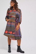 NWT Anthropologie Farm Rio Midi Dress M Fiesta Boho Floral Pineapple Pockets