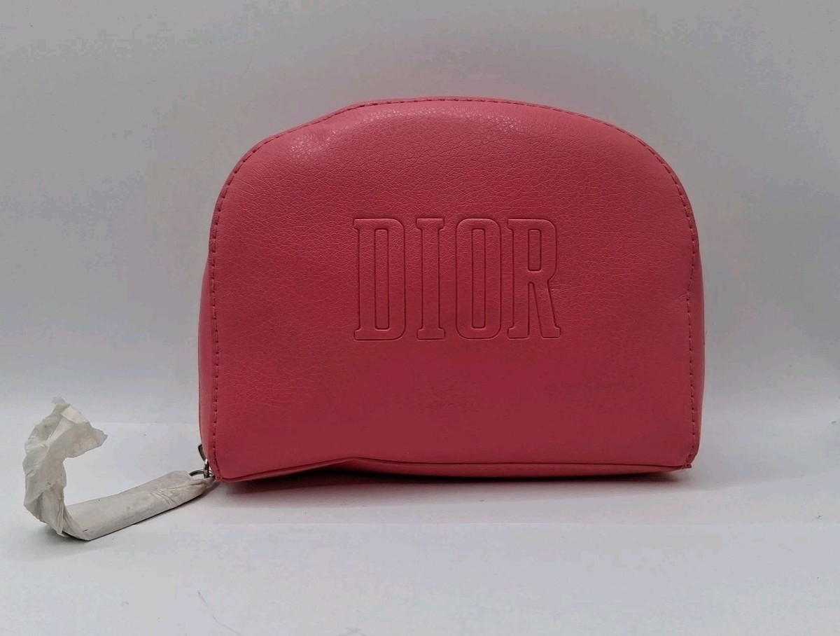 Dior Coral Cosmetic Pouch NEW DIOR Makeup Pouch Cosmetic Bag (PINK CORAL) Size: 7”L x  main image 3