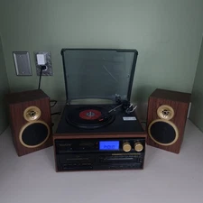 Boytone BT-28SPM, Bluetooth Classic Style Record Player Turntable with AM/FM