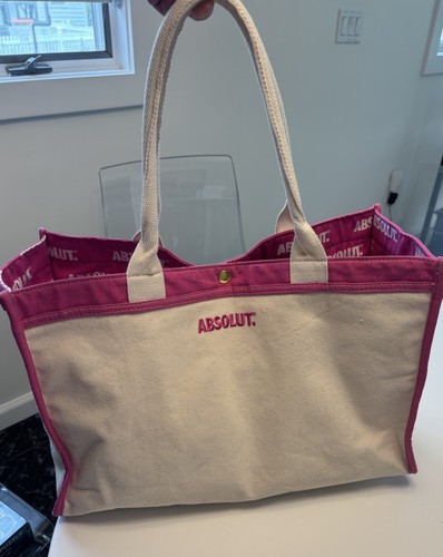 Absolut Vodka Pink Canvas Promo Beach Tote Bag Swag Large EUC - Picture 2 of 9