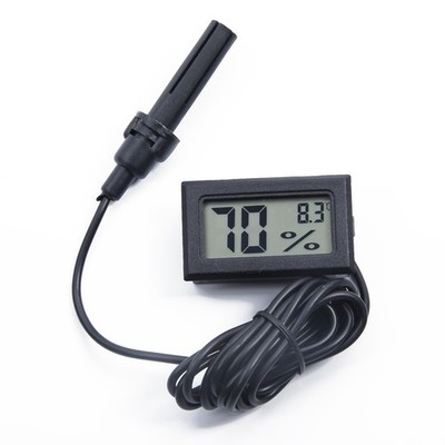 Digital Hygrometer Thermometer Temperatur Messgerät Schwarz Sonde Zimmer Indoor
