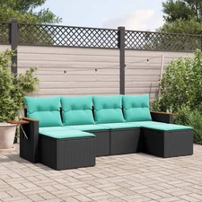 Garden Sofa Set Black, Blue