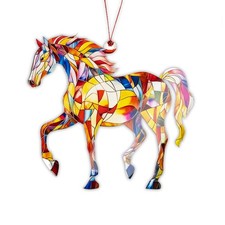 Christmas Ornaments 2025, Horse Ornament with Colorful Design, Horse Ornament...