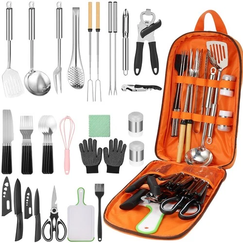 Hozzen Camping Cooking Utensil Set - 33 Pcs Camping Cookware Set, Portable Ca... - Picture 1 of 8