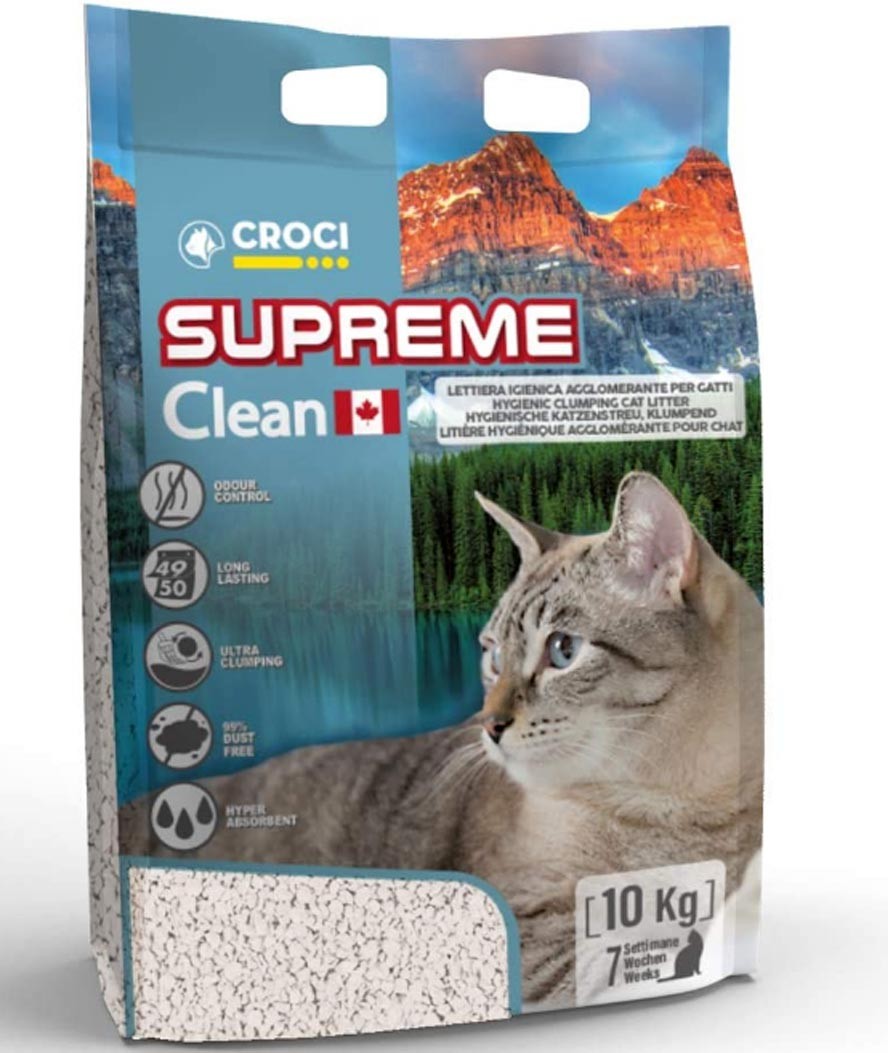 Lettiera Supreme Clean anti odore agglomerante confezione da 10 kg Croci 
