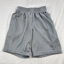 Champion Shorts Boys Gray Mesh Pockets Medium Elastic Waist Lined