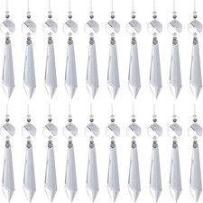 20 Pcs Clear Crystal Chandelier Icicle Prisms Replacement Parts for Lamp Decore