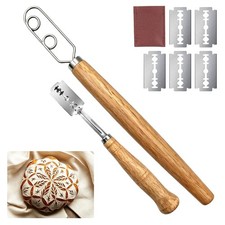 13 Inch Danish Dough Whisk Stainless Steel Sourdough Bread Mixer Wooden Handle