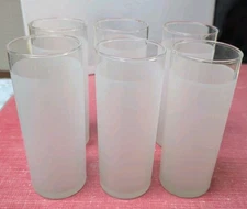Libbey Frosted White Collins Glasses MCM Vintage (6 Available)