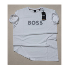 BOSS Men's White Cotton Jersey Logo Crew Neck Short Sleeve T-Shirt Size XL