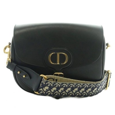 Christian Dior Bobby Box Calfskin Large Shoulder Bag Black Women