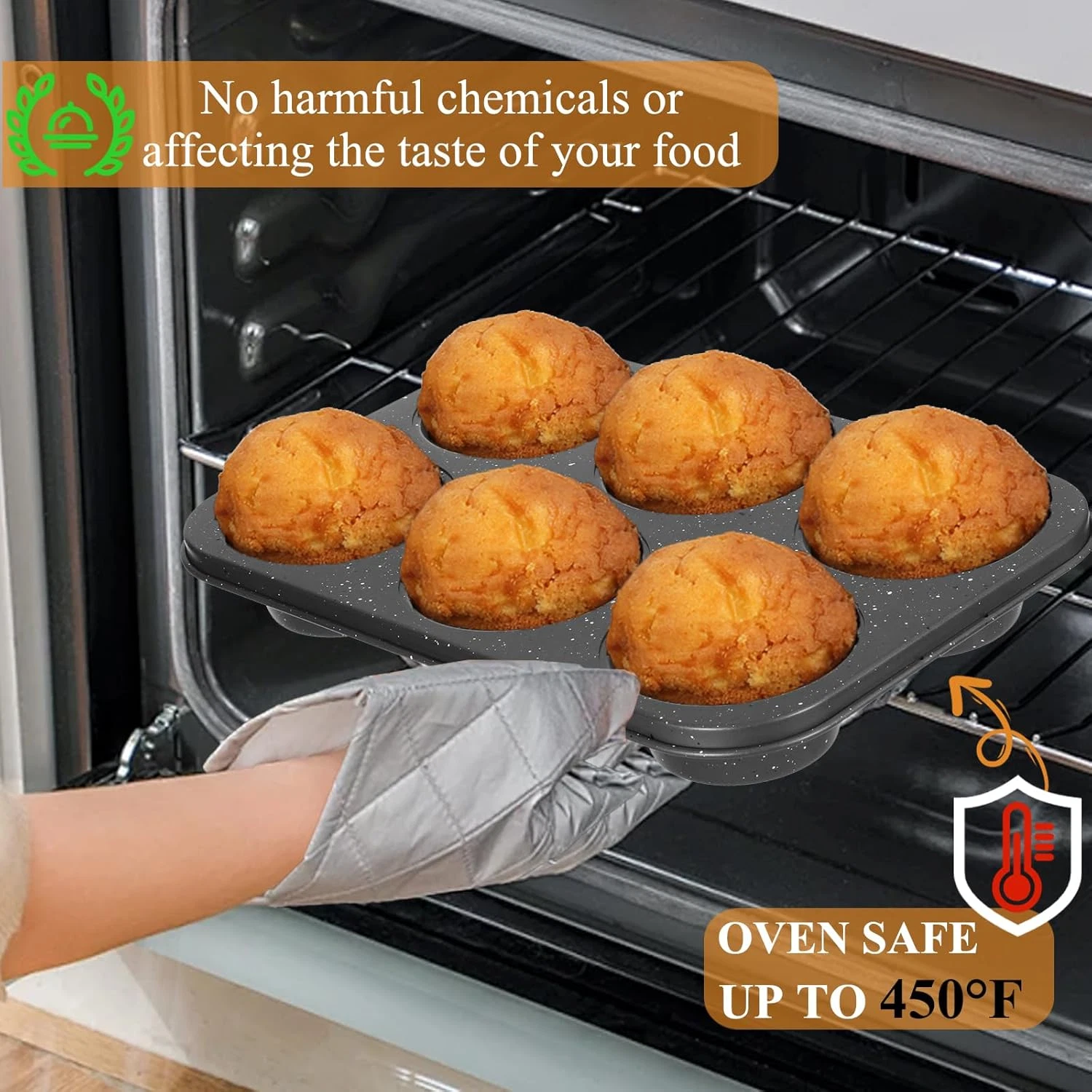 Jumbo Muffin Pan 2 Pack Nonstick 6 Cup Muffin Tin Extra Large Cupcake Pan Baking
