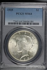 PCGS MS64 1925 SILVER PEACE DOLLAR $1  (BC84)