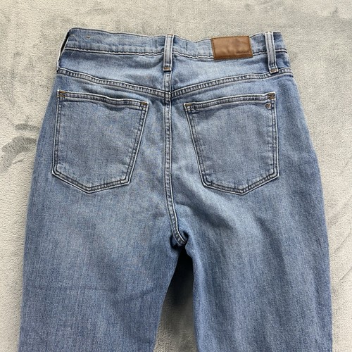 Madewell Jeans Womens 27 Boyjean The High-Rise Slim Crop Blue Med Wash Raw Hem - Picture 11 of 15