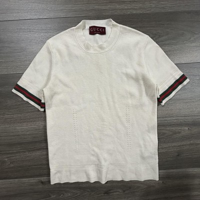 Gucci Extra Fine Cashmere Silk Top Womens Small Knit Italy Web Trim $1,500 MSRP