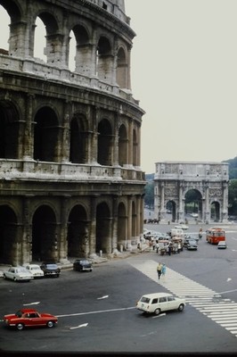 1969 Kodachrome 35mm Slide, Colosseum Arch of Constantine Rome Italy red Stone