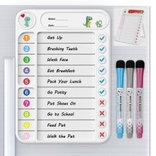 Magnetic Chore Chart for Kids, Dry Erase Routine Board, 6 Sheets, 3 Markers