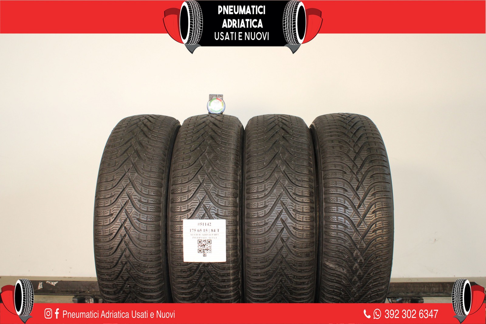 4 PNEUMATICI KLEBER 175/65 R15 INVERNALI GOMME USATE 79% - ADRIATICA
