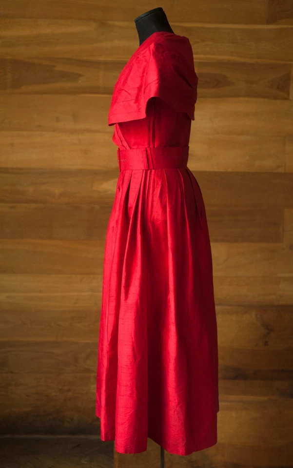 Vestido midi Laura Ashley Mujer Rojo Seda, Talla S Foto 4 de 4