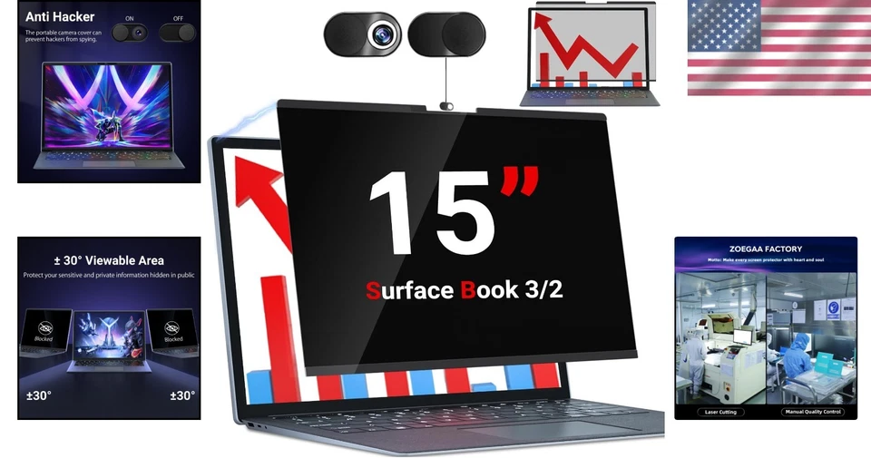 15-Inch Magnetic Privacy Screen for Surface Book 3/2/1 - Ultimate Eye Protection - Image 2 of 4