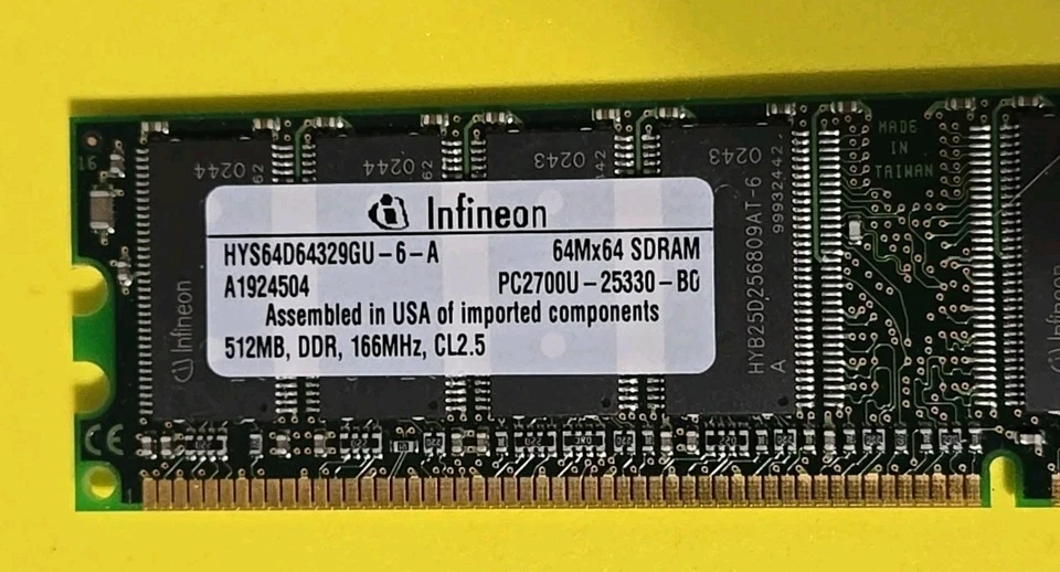 INFINEON 512MB PC 2700 DDR 64M x 64 - HYSD64329GU-6-A ~ DESKTOP RAM MEMORY - Image 2 of 3