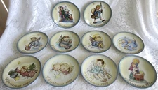 SET OF 10 SCHMID SISTER BERTA HUMMEL CHRISTMAS ANGEL PLATES 1981-1990 - NO BOX