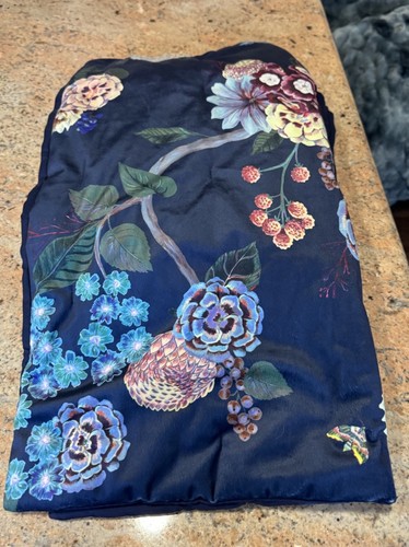 Anthropologie Odette Printed Velvet Quilted Euro Shams Set Of 2 Floral Blue NEW - Picture 8 of 8