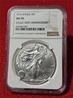 2016 EAGLE S$1 SILVER DOLLAR NGC MS 70    EAGLE 30th ANNIVERSARY        #MF-3216