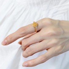 Womens Geometric Flower Ring Elegant Floral Alloy Ring High Quality Fashion