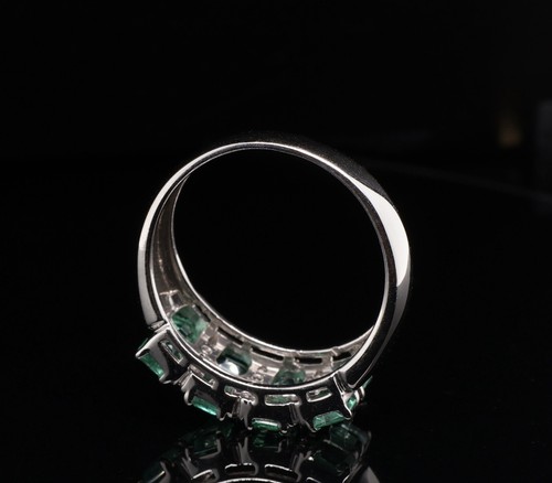 Vintage Emerald & Diamond Platinum Ring Size N Val $9095 - Picture 4 of 5