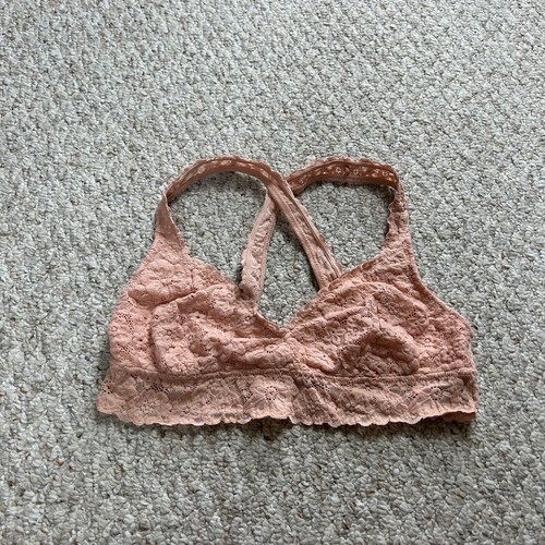 Aerie Peach Spitzen Bralette Damen M Cross Racerback gefütterter Pullover bügelloser BH