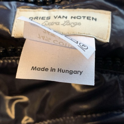 DRIES VAN NOTEN Down Reversible Puffer Jacket XL Cotton Linen Navy Stripes NWT - Picture 8 of 12