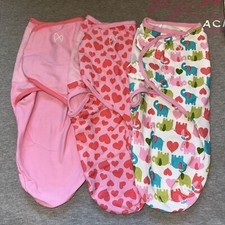 NEW Set of 3 Baby Girls SwaddleMe Swaddles Size Small