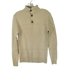 Cat Jack Kids Sweater 3-Button Pullover Cable Knit Cotton Size 12-14 in Cream