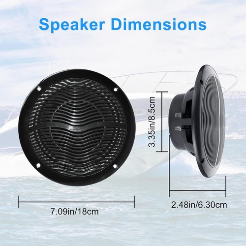 6.5" Marine Stereo Speakers Waterproof Flush Mount Audio Boat ATV UTV golf cart - Picture 6 of 12