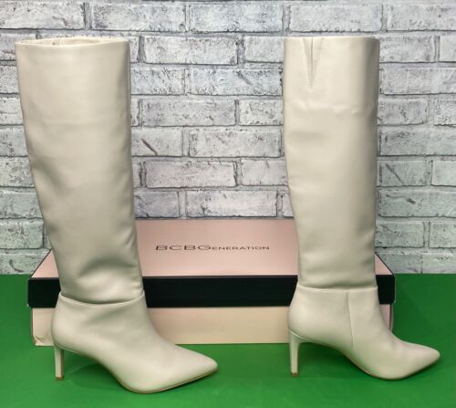 BCBGeneration Bianca Marlo Slouch To The Knee Boot Womens Size 7 White - Picture 1 of 15
