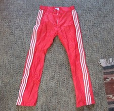 VTG 1970's Adidas BRITE Red Nylon Athletic Pants. Made France. Unworn. TAPERED 