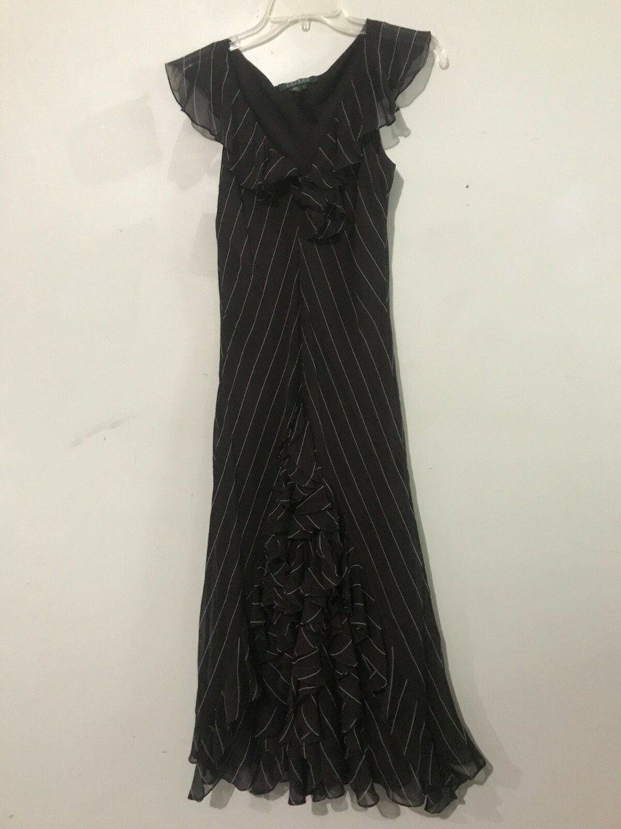 Ralph Lauren 100% Silk Size 8 Brown Cream Stripe Flare Ruffle Lined Dress Women | eBay Ralph Lauren 100% Silk Size 8 Brown Cream Stripe Flare Ruffle Lined Dress Women | eBay