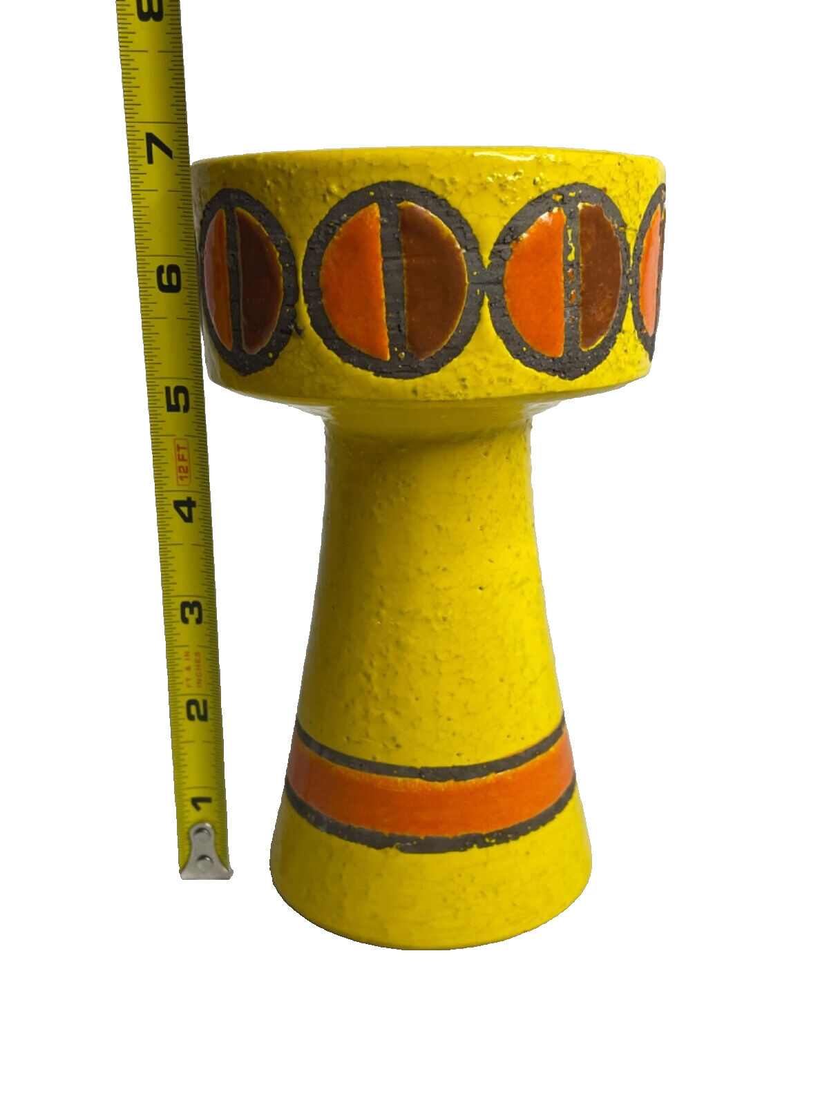Rosenthal Netter MCM Italian Pottery Candle Holder Yellow ORANGE 6.5"