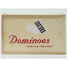 Bene Casa Hand Crafted Double Nine Dominoes Set,Wooden Storage Box,55 Tile Set
